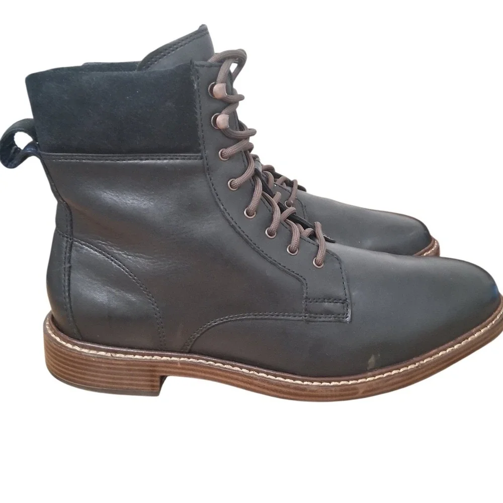 Cole Haan Mens size 8½ Black‎ Leather Classic Casual Office Dress Lace Up Boots